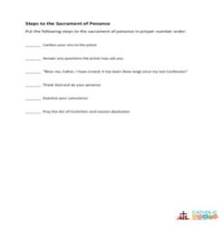 How to Make a Good Confession -  Activity Sheet - Grades 6-8